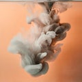 Creamy gray ink fluid composition on pastel muted orange background, trendy luxury creative design backdrop