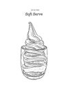 Creamy green matcha icecream soft serve in glass, vector