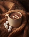 Creamy hot chocolate topped with marshmallows Royalty Free Stock Photo