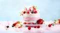 Creamy ice cream cake decorated with fresh berries Royalty Free Stock Photo