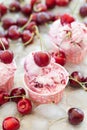 Creamy ice cream with cherries Royalty Free Stock Photo