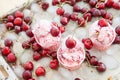 Creamy ice cream with cherries Royalty Free Stock Photo