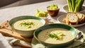 Creamy leek soup in the kitchen meal food dinner bowl