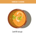 Creamy Lentil soup in bowl from Turkish cuisine