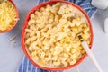 Creamy mac and cheese with ingredients for cooking Royalty Free Stock Photo