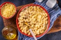 Creamy mac and cheese with ingredients for cooking Royalty Free Stock Photo