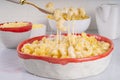 Creamy mac and cheese with ingredients for cooking Royalty Free Stock Photo