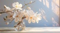Creamy Magnolia Blossoms in the Morning Sun AI Generated