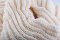 Creamy off-white handmade wool knitwork