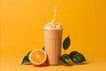 Creamy Orange Ice Cream in a Glass, Against a Vibrant Orange Background - Perfect Summer Treat
