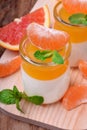 Creamy panna cotta and orange citrus jelly
