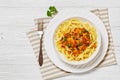 Creamy Paprika Pork Chunks over tagliatelle noodle Royalty Free Stock Photo