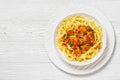 Creamy Paprika Pork Chunks over tagliatelle noodle Royalty Free Stock Photo