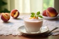 Creamy Peach yogurt food. Generate Ai