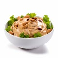 Creamy Peanut Almond Dip In White Bowl - Jonas Burgert Style