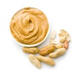 Creamy peanut butter and peanuts Royalty Free Stock Photo