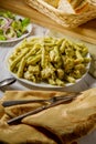 Creamy Pesto Penne Pasta Royalty Free Stock Photo