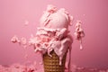 Creamy Pink ice cream. Generate Ai