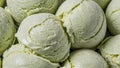Creamy Pistachio Gelato Scoops on Display. Close-up of freshly scooped pistachio gelato arranged neatly, showcasing their texture