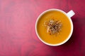 Creamy pumpkin squash vegetable soup Royalty Free Stock Photo