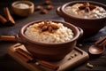 Creamy rice pudding food. Generate Ai