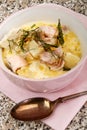 Creamy salmon chowder in a bowl Royalty Free Stock Photo