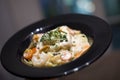 Creamy seafood Fettuccine alfredo pasta dish