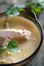 Creamy soup with chicken