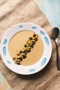 Baked garlic soup with smoked beer Royalty Free Stock Photo