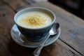 Creamy Soup Served in an Elegant Bowl on a Wooden Table Royalty Free Stock Photo