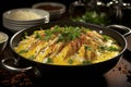 Creamy and spicy allure of aji de gallina, featuring tender shredded chicken in a luscious golden sauce made from yellow chili