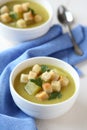 Creamy sweet potato soup with croutons and parsley in white bowl Royalty Free Stock Photo