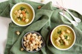 Creamy sweet potato soup with croutons and parsley Royalty Free Stock Photo