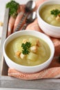 Creamy sweet potato soup with croutons and parsley in white bowl Royalty Free Stock Photo