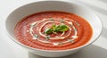 Creamy Tomato Basil Soup in White Bowl Royalty Free Stock Photo
