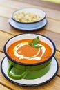 Creamy Tomato Soup with Buttery Croutons Royalty Free Stock Photo