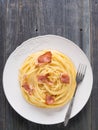 Creamy traditional italian spaghetti carbonara pasta Royalty Free Stock Photo