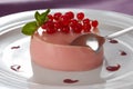 Creamy vanilla pannacotta with red currants