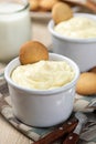 Creamy vanilla pudding in a cup