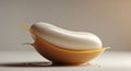 Creamy White Form Floating in HoneyColored Liquid, Minimalist Abstract Composition. Royalty Free Stock Photo