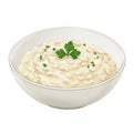 Creamy White Rice Bowl Garnished with Parsley in White Background Plain Presentation Royalty Free Stock Photo