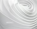 Creamy white rolled shape. Twisted delicate substance. Smooth wavy surface.