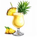 Creamy Yellow Pineapple Cocktail Illustration Royalty Free Stock Photo