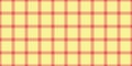 Crease tartan check pattern, pyjamas fabric seamless textile. 1970s background plaid vector texture in red and yellow colors