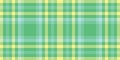 Crease vector check plaid, up fabric tartan pattern. Open textile seamless texture background in green and yellow colors