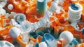 Create an abstract 3D render of a coral reef The colors should be vibrant and the shapes should be complex and detailed