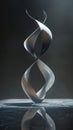Create an abstract metal sculpture that appears to defy gravity