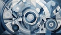 Create an abstract piece of art based on clean, geometric shapes. Use different blue and silver colors Royalty Free Stock Photo