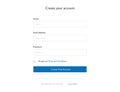 Create account form. Template of registration window. Mockup login screen for new members with name, email and password fields. Royalty Free Stock Photo