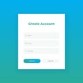 Create Account. Login form for web site Material design. UI UX